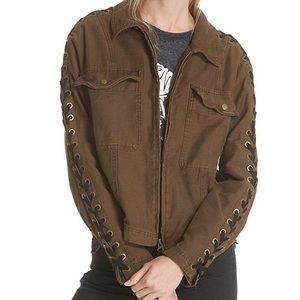 Free people Faye military lace up jacket green